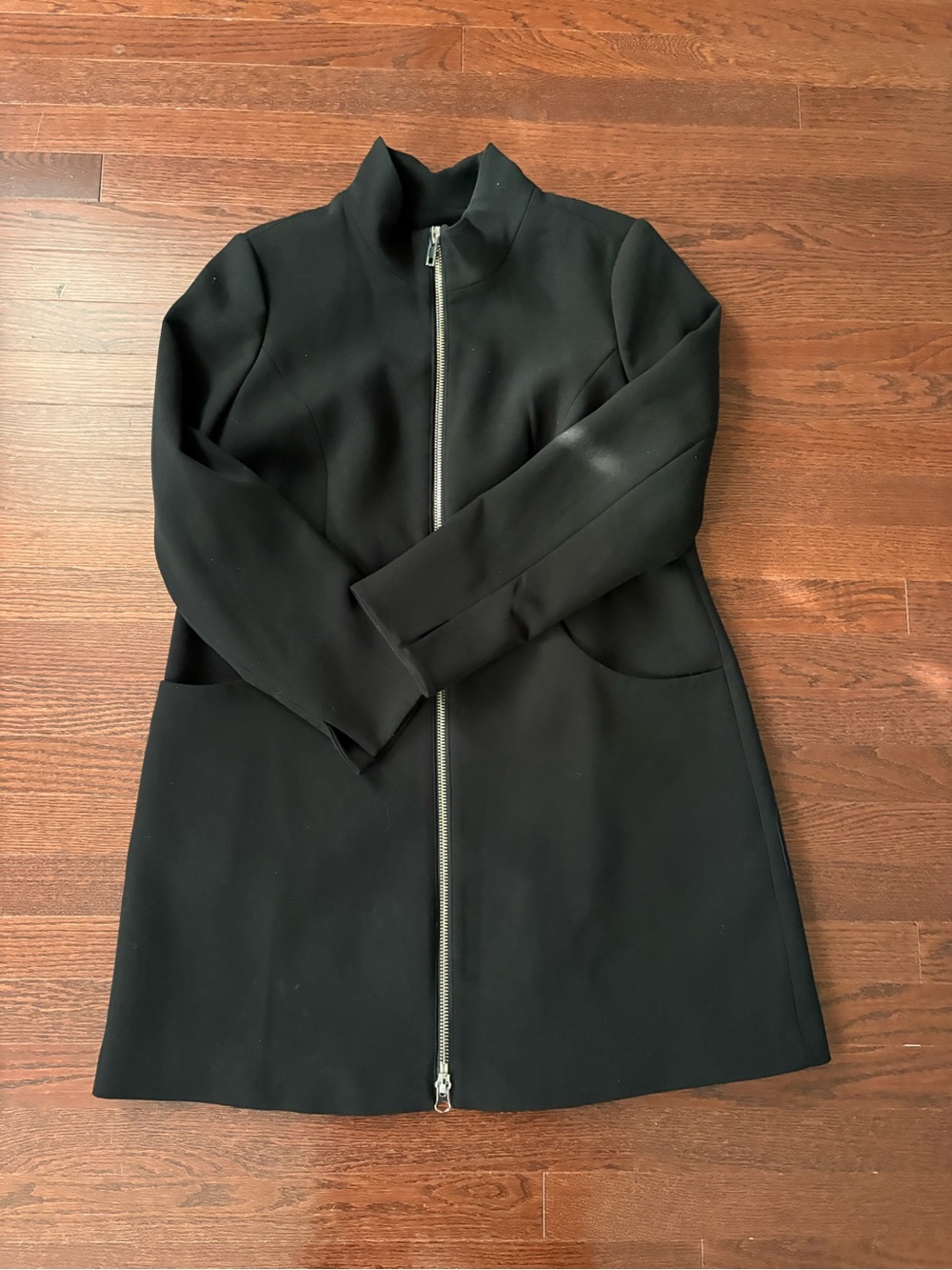 Laura Ashley Women’s Black Zip-Front Trench Coat